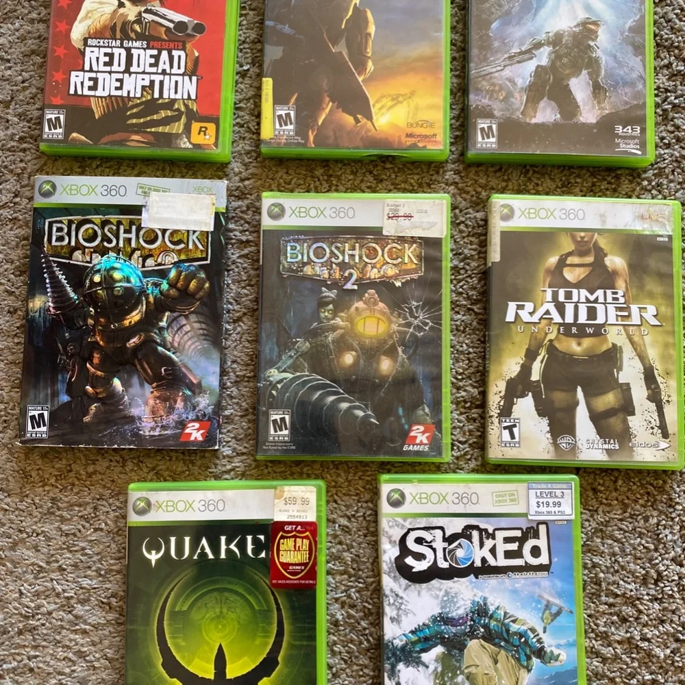 XBOX 360 w/ 60GB external harddrive, Controller & 8 games (Red Dead Redemption!)